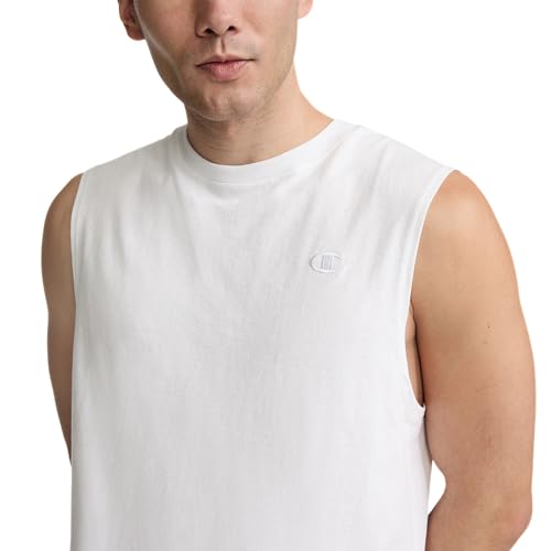 Men's Muscle Tank Top - Classic Graphic Sleeveless Tee - White C Logo