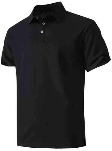 Men's Quick Dry Tactical Golf Polo Shirt - Black, XX-Large