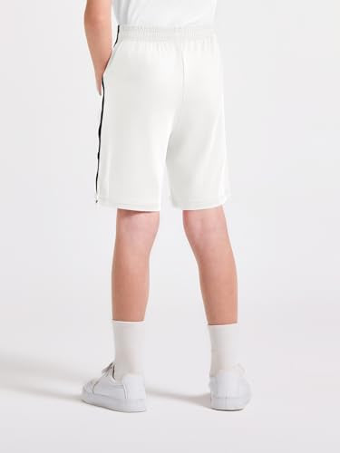 Boys Athletic Soccer Shorts - Elastic Waist, 7-8 Years, White