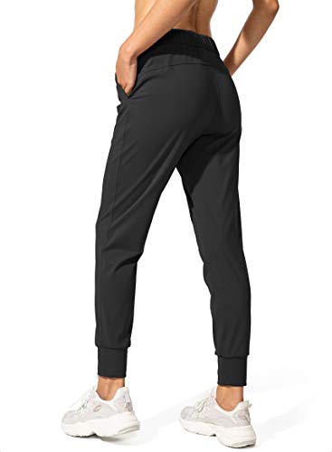 Women's Joggers with Pockets and Drawstring - Medium Black