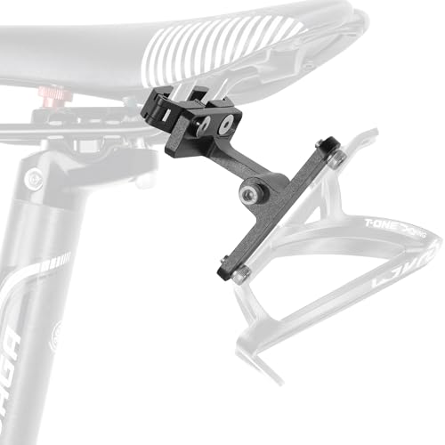 CyclingDeal Aluminium Saddle Rail Bottle Cage Mount Adapter for 1 Bottle Cage – Adjustable Angles, Road Use Only