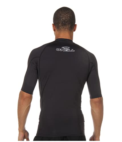 Men's Short Sleeve Rashguard - UPF 50+ Protection - Large Black