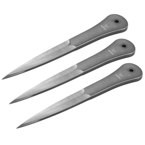 WICING 9.5 Inch Throwing Spikes Set of 3 - Full Tang Steel with Nylon Sheaths