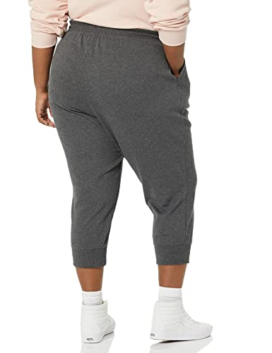 Amazon Essentials Women's Fleece Capri Jogger Sweatpants with Drawstring - Plus Size, Charcoal Heather