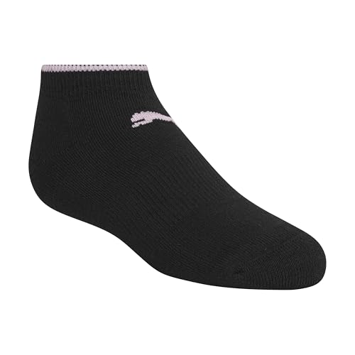 PUMA Girls 8-Pack Low Cut Socks with Cushioned Footbed & Arch Support - Black/Multicolor 7-8.5