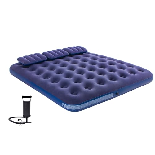 King Size Inflatable Air Mattress with Pump & Pillows | Camping & Home Use