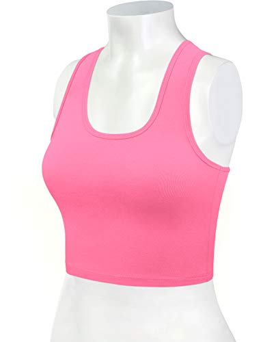 Women's Sleeveless Racerback Crop Tank Top - Small, Candy Pink