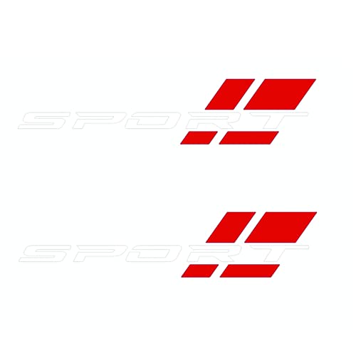 16 Inch White and Red Vinyl Decal Stickers for Trucks - Sport Letter Design