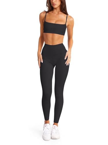 LASLULU Women's Black Small Spaghetti Strap Sports Bra Square Neck Crop Top