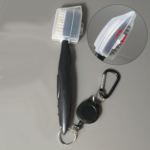 Golf Club Cleaning Brush - Double-Sided Nylon & Steel Wire - Black