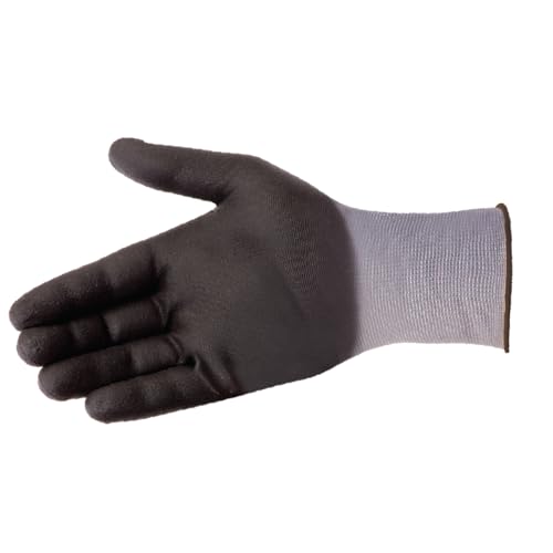 Liberty G-Grip Nitrile Micro-Foam Palm Coated Seamless Knit Glove with 13-Gauge Gray Nylon Shell, Medium, Black (Pack of 12)