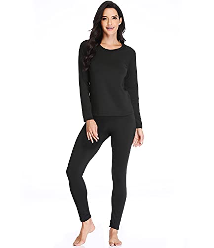 JZCreater Thermal Women's Long Johns Base Layer Set - Medium Black