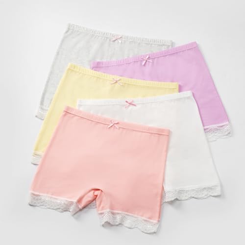 Girls Cotton Underwear Pack of 5 - Soft Cotton Boxer Briefs for Kids, Candyshorts 10-12