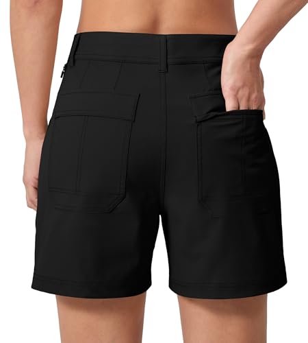 Willit Women's Quick Dry Water-Resistant Hiking Shorts with Pockets - Black, 5" | Travel & Golf Casual Wear