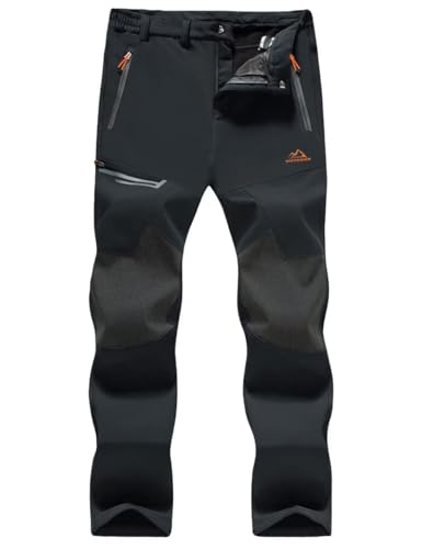 MAGCOMSEN Men's Waterproof Snow Ski Pants Fleece Lined Black 34