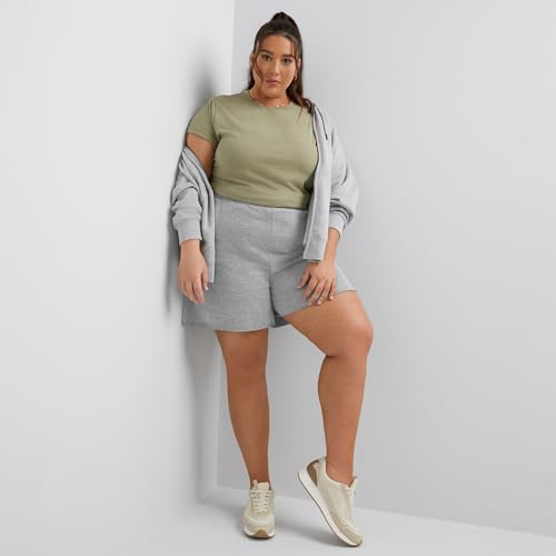 Hanes Women's Originals French Terry Shorts 5" Lightweight Fleece - Concrete Pe Heather, Plus