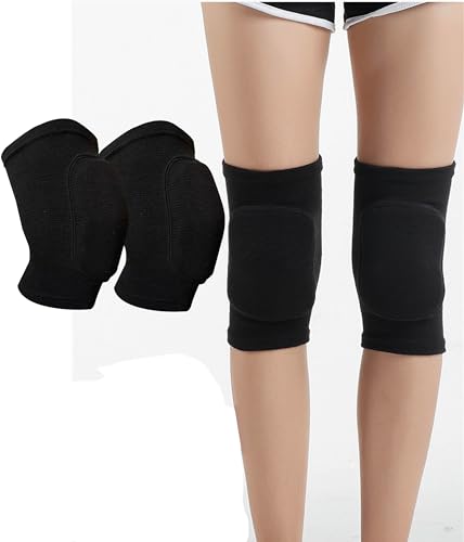 Knee Pads - Breathable Elastic Support for Volleyball & More - Medium, Black (1 Pair)