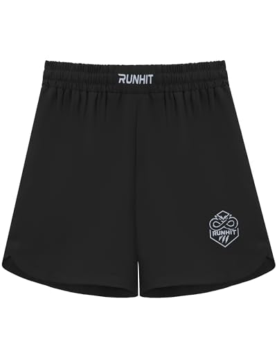 Runhit Kids MMA BJJ Wrestling Shorts - Small Black, No-Gi Grappling Training