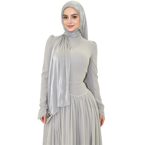 Lightweight Shimmer Hijab Scarf - Grey 8#