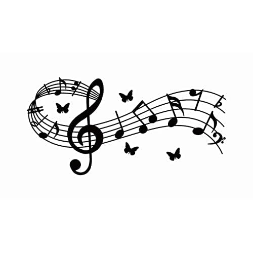 Music Notes Notation Band Wall Sticker Decal, Music Notation Wall Decal Removable DIY Vinyl Art Mural Wallpaper Home Decor Gift for Kids Bedroom Music & Dance Room, Eye-catching & Fashion (22.5"W¡¿11"H, Black)