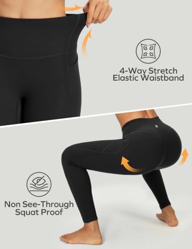 Ewedoos Medium Black Scrunch Butt Lifting Yoga Leggings with Pockets for Women