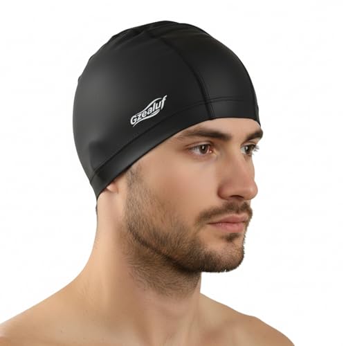 High Elasticity Swim Cap - Breathable Hair Protection for All - Black / Medium