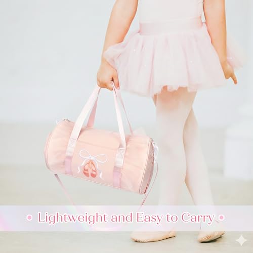KUIRAN 8L Pink Dance Bag with Shoe Compartment - Lightweight Water-Resistant Sport Duffel for Ballet, Gym & Travel