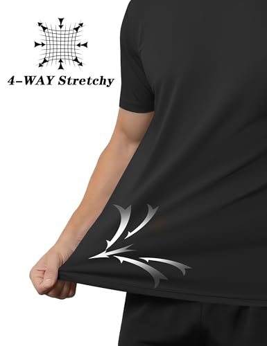 KEFITEVD Men's UPF 50+ Black Short Sleeve Rash Guard Swim Shirt X-Small