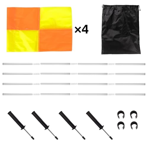 5FT Soccer Corner Flags Set of 4 - Spring Loaded Agility Poles