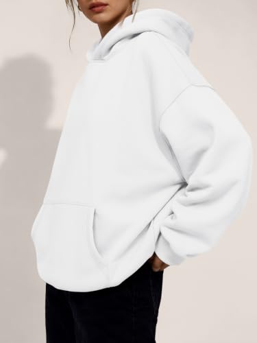 Trendy Queen Womens Hoodies Oversized Sweatshirt – White, Medium
