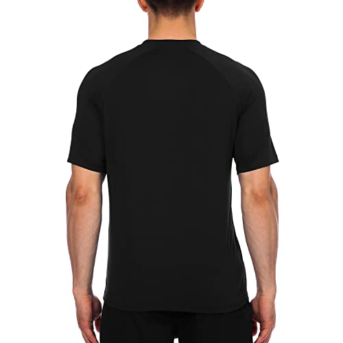 HODOSPORTS Men's Quick Dry Black Swim Shirt UPF 50+ Rash Guard Medium