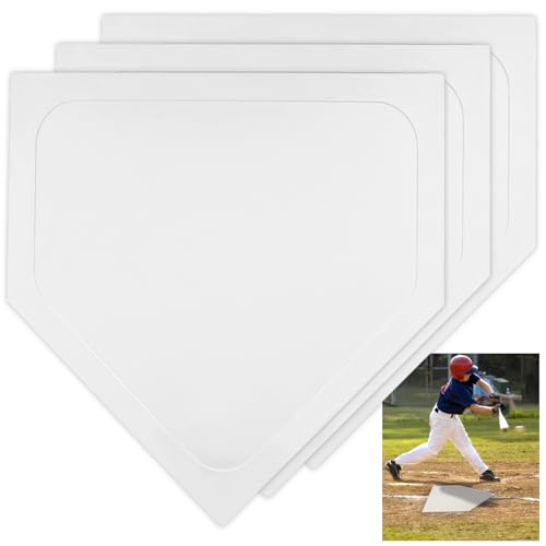 3PCS White Baseball Home Plate Rubber Bases - 16 Inch