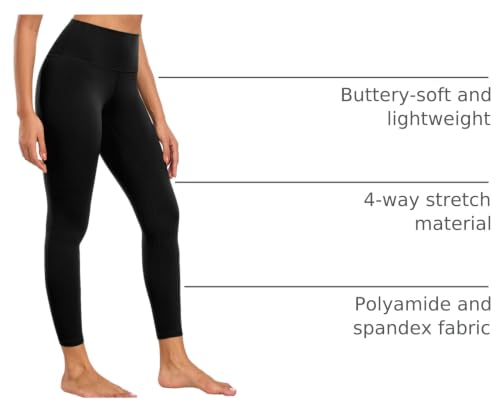 wirarpa Women's High Waisted Soft Yoga Pants 25" - Medium Black