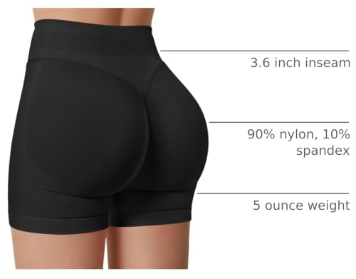 Butt Lifting Gym Shorts for Women - 4.5" Inseam, Classic Black