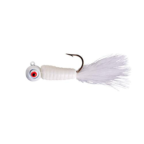 Fuzz-E-Grub Jig Fishing Lure with Marabou Tail - 1/4 oz White, 2 Pack