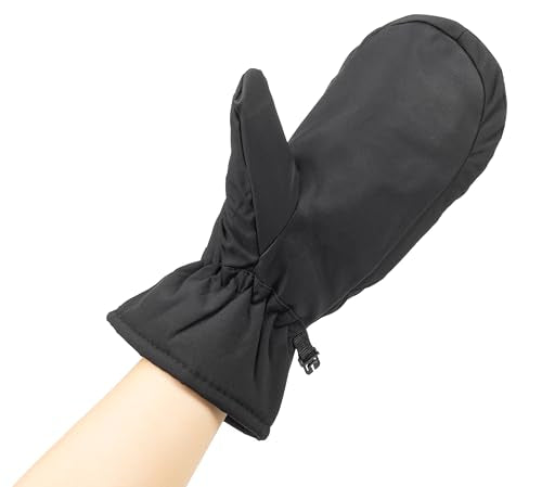Waterproof Winter Ski Mittens - Windproof Snowboard Gloves - Black Medium