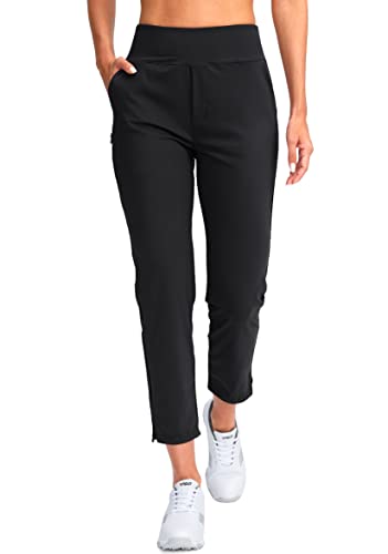 YYV Women's High Waist Stretch Golf Pants with Pockets - Medium Black