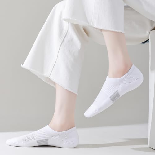 No Show Socks for Women - Low Cut Athletic Invisible Liner, 4 Pairs, White