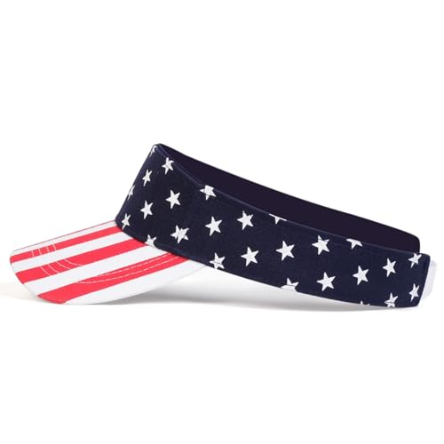 4th of July American Flag Sun Visor Hat for Women - Medium