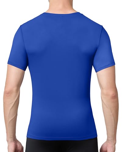 Men's Compression V Neck Shirt - Royal Blue, Large, Quick Dry Athletic Top