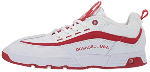 DC Women's Legacy 98 Slim Skate Shoe, White/White/True red, 5 M US