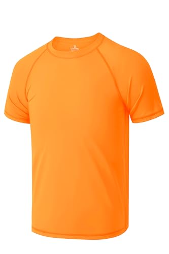 Boys' UPF 50+ Rash Guard Swim Shirt - Orange, 10-12 Years