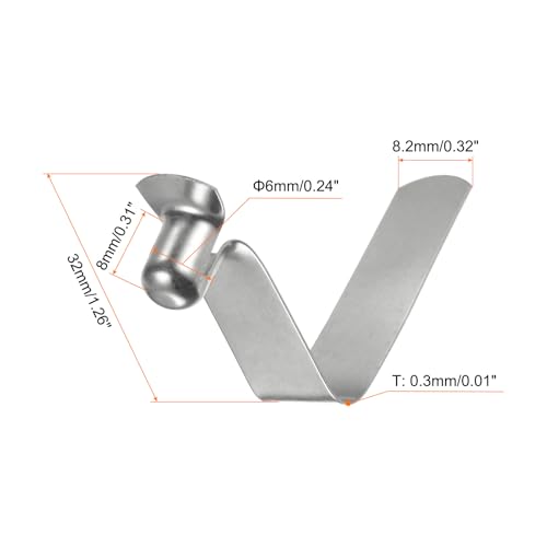 30pcs V-Shaped Spring Snap Clips for Kayak Paddles & Tent Poles - 6x8x32mm