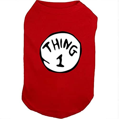 Soft Breathable Dog Shirt - Pop Culture Thing 1 to 9 - Medium Red