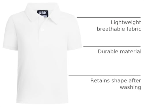 Boys' Performance Polo Shirt - Quick-Dry Golf Shirt, 8 Years / White