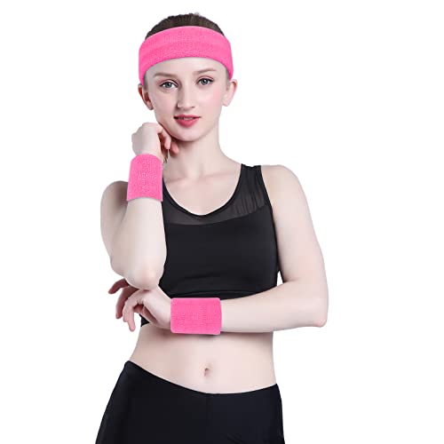 Moisture-Wicking Cotton Headband for Sports - Pink Sweatband