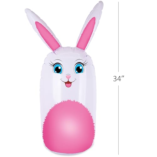 Outdoor Easter Bunny Ring Toss Game with Inflatable 34-Inch Bunny and 6 Rings