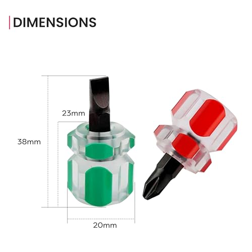 Mini Ultra Short Stubby Screwdriver Set 2 Pieces 1 Phillips, 1 Flat Head, Sewing Machine Repair Performance Tool, Suitable for Tight Spaces & DIY Repairs A must have for every toolbox