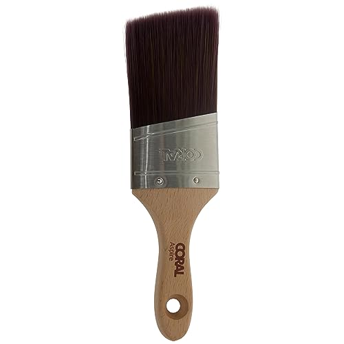 Coral 31753 Aspire 2 inch Paint Brush Professional Firm Angled Cut with Oval Stubby Short Profile for Fast Accurate Cutting-in Ultra-Smooth Finish with Trade Emulsion or Gloss FSC Wood Handle
