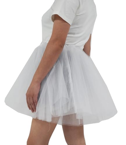 5-Layer Tulle Tutu Skirt for Women & Teens - White, 3X-Large